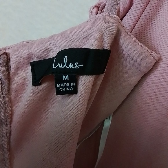 Lulus Mini Dress Pink Sz M Lace Sleeveless Straps Chiffon‎ Prom Special Occasion - Picture 15 of 16